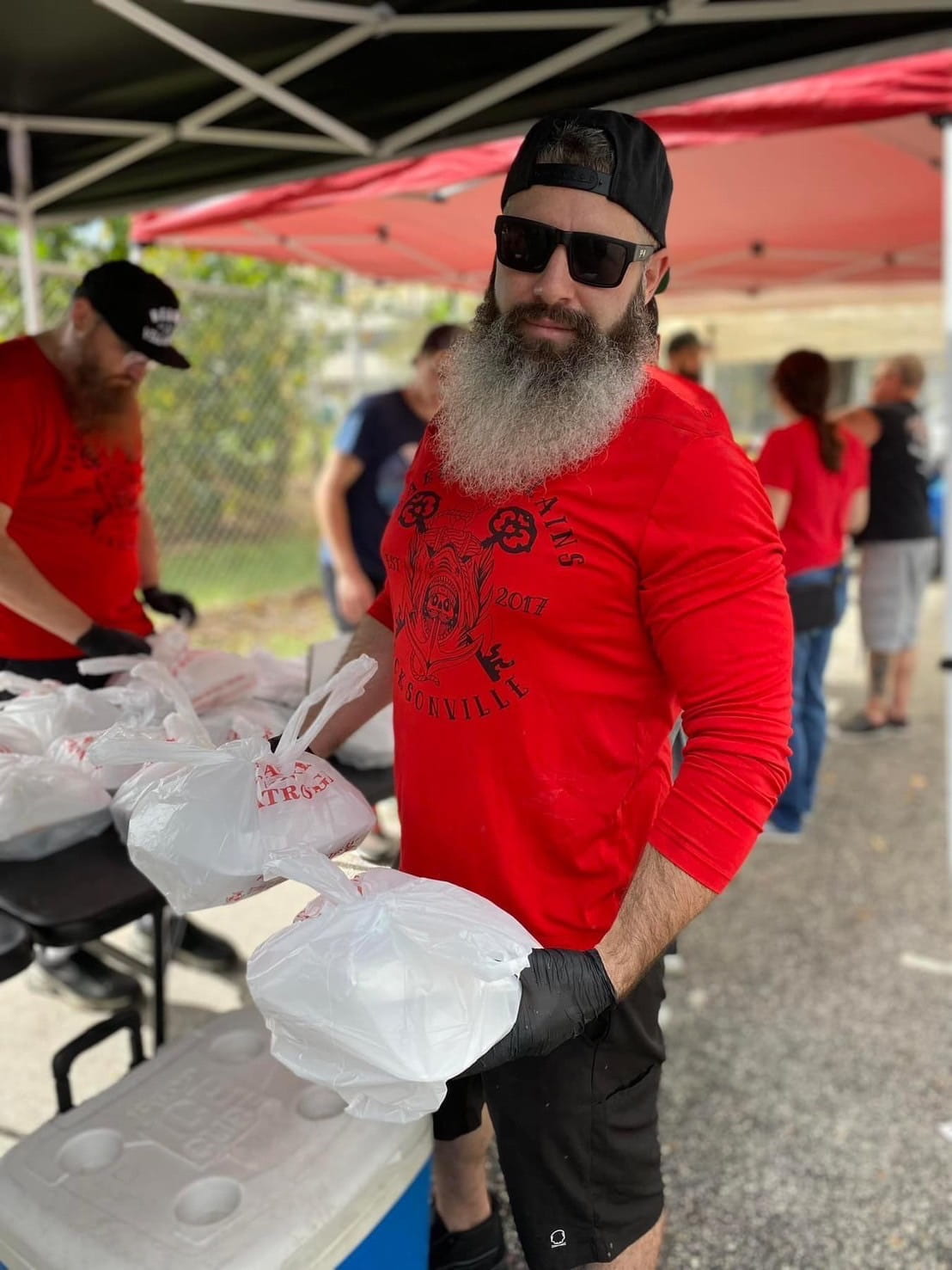 Bearded villain at the homeless giveback